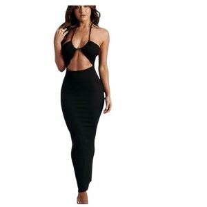Black Cutout Halter Maxi Dress